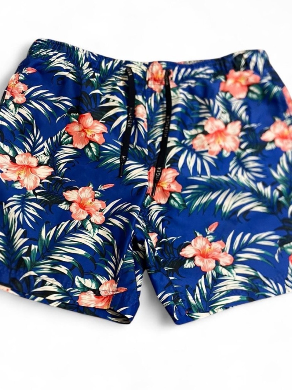 Men’s Tommy Hilfiger Blue Floral Leaves Tropical Swim Trunks Size S